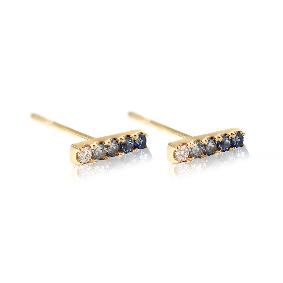 Ombre Bar Studs Blue Sapphire