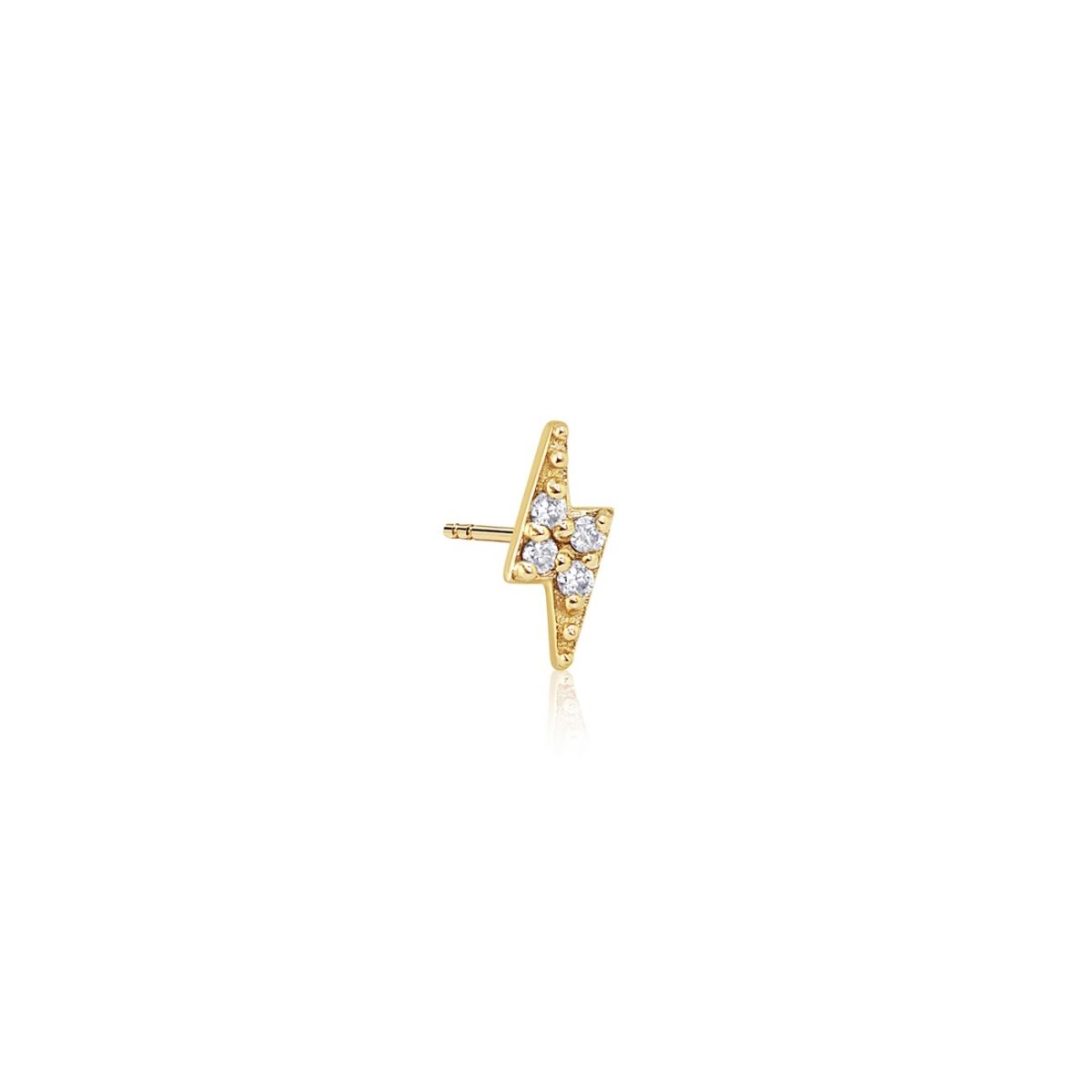 Orecchini A Bottone A Forma Di Fulmine, 9ct Oro Giallo Su Argento, Con Zirconi Simulati, Old English Jewellers - Foto 2