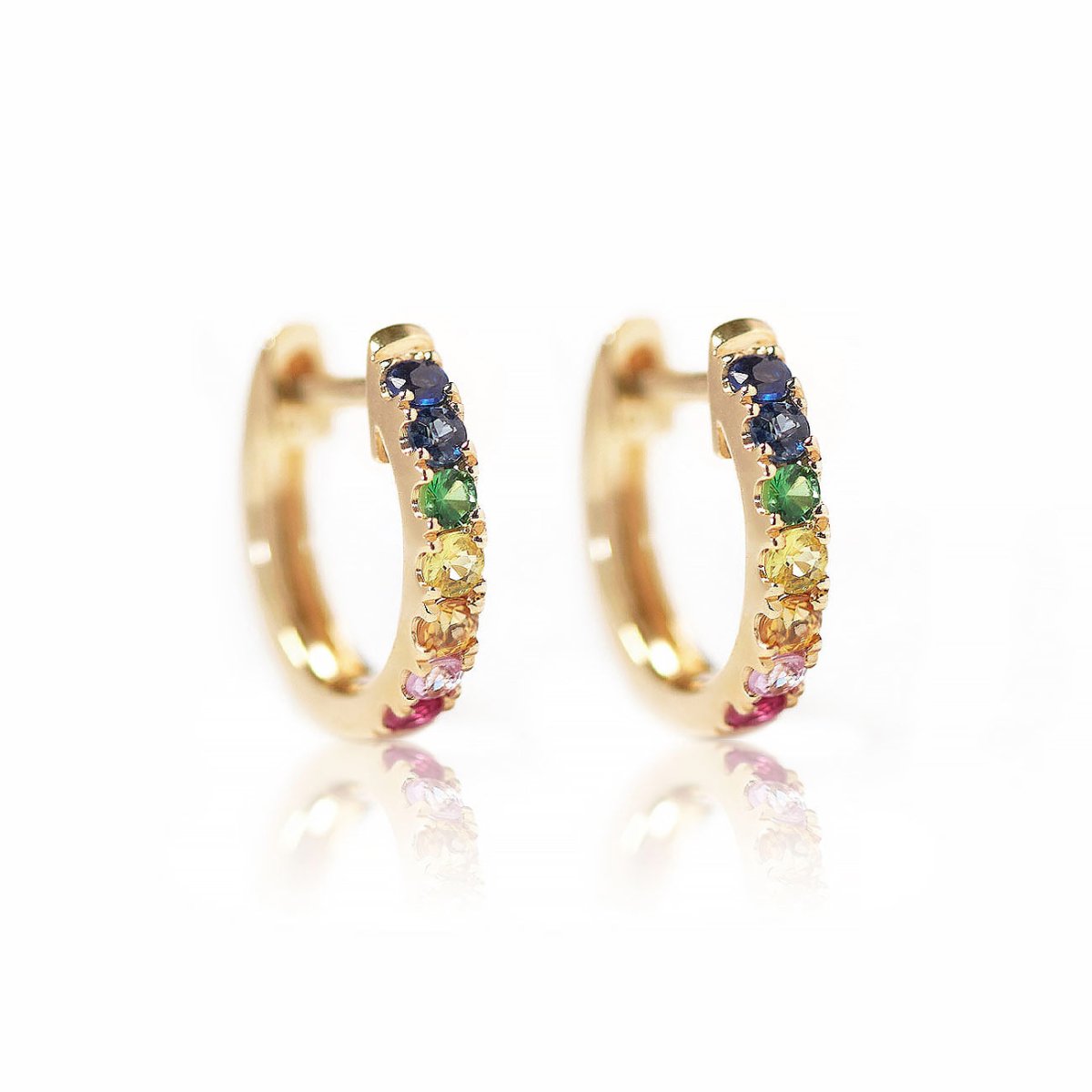 Rainbow Split Huggies - Yellow Gold main image 1
