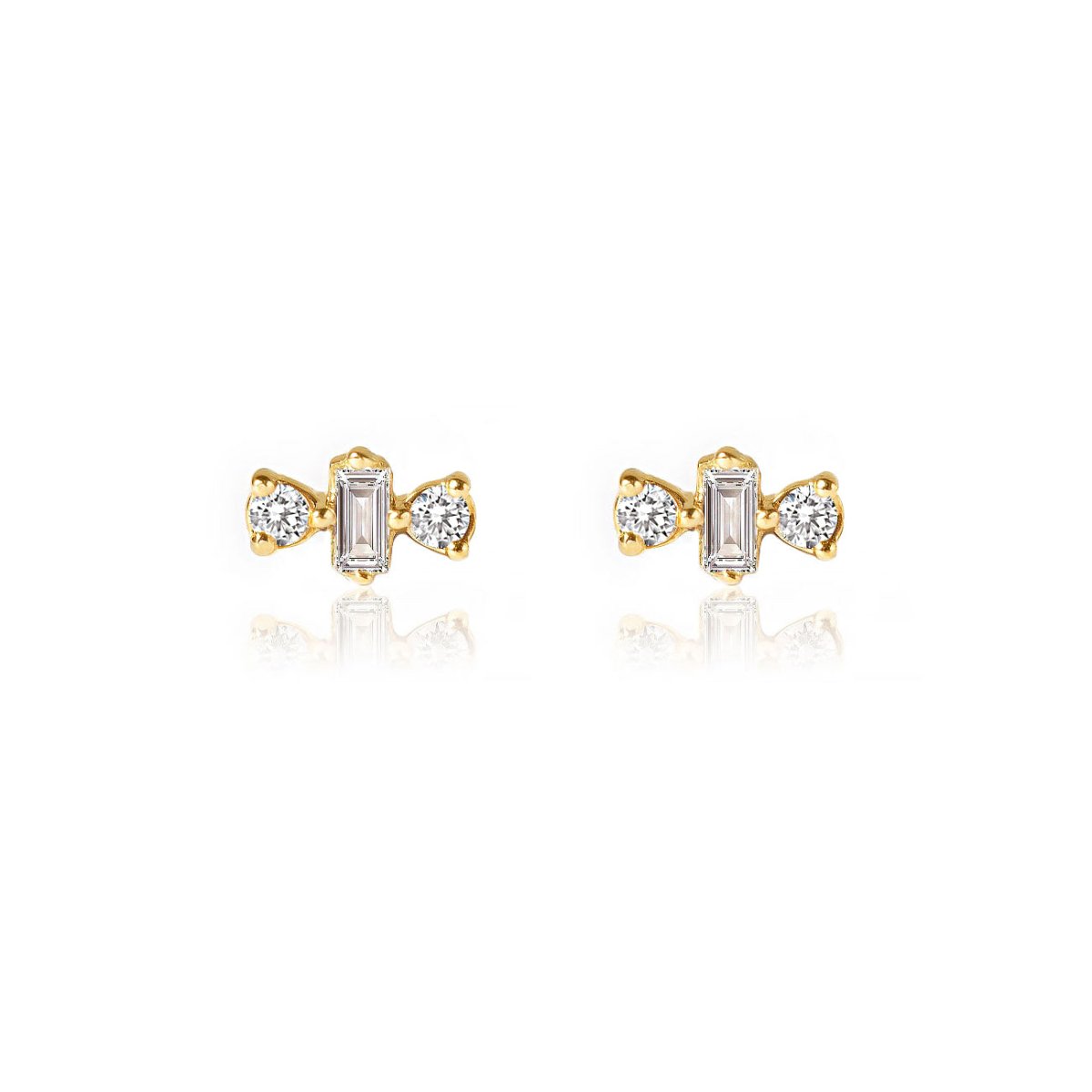 Diamond Baguette Triad Studs