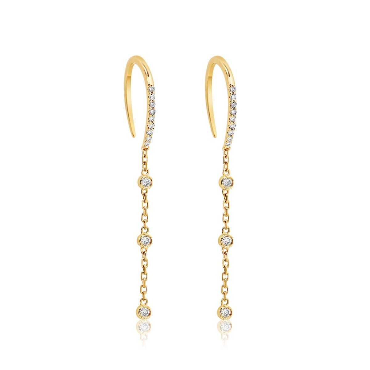 Micro Pavé Diamond Drop Threader Earrings
