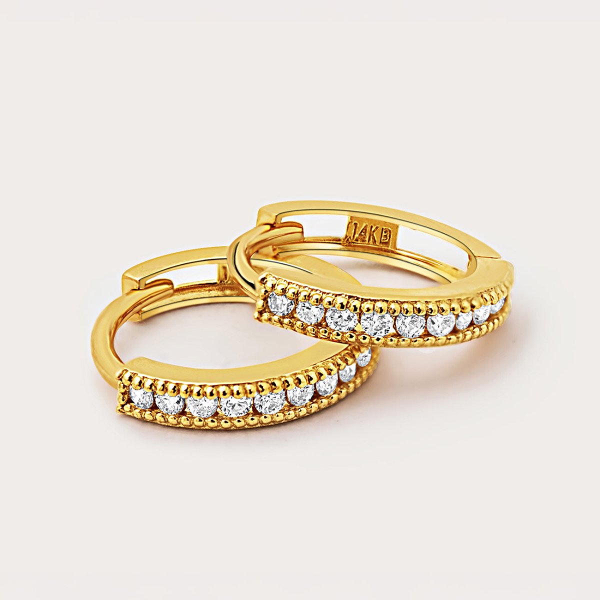 Milgrain Diamond Huggie Earrings