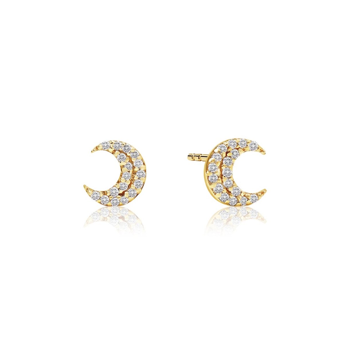 Diamond Crescent Moon Studs