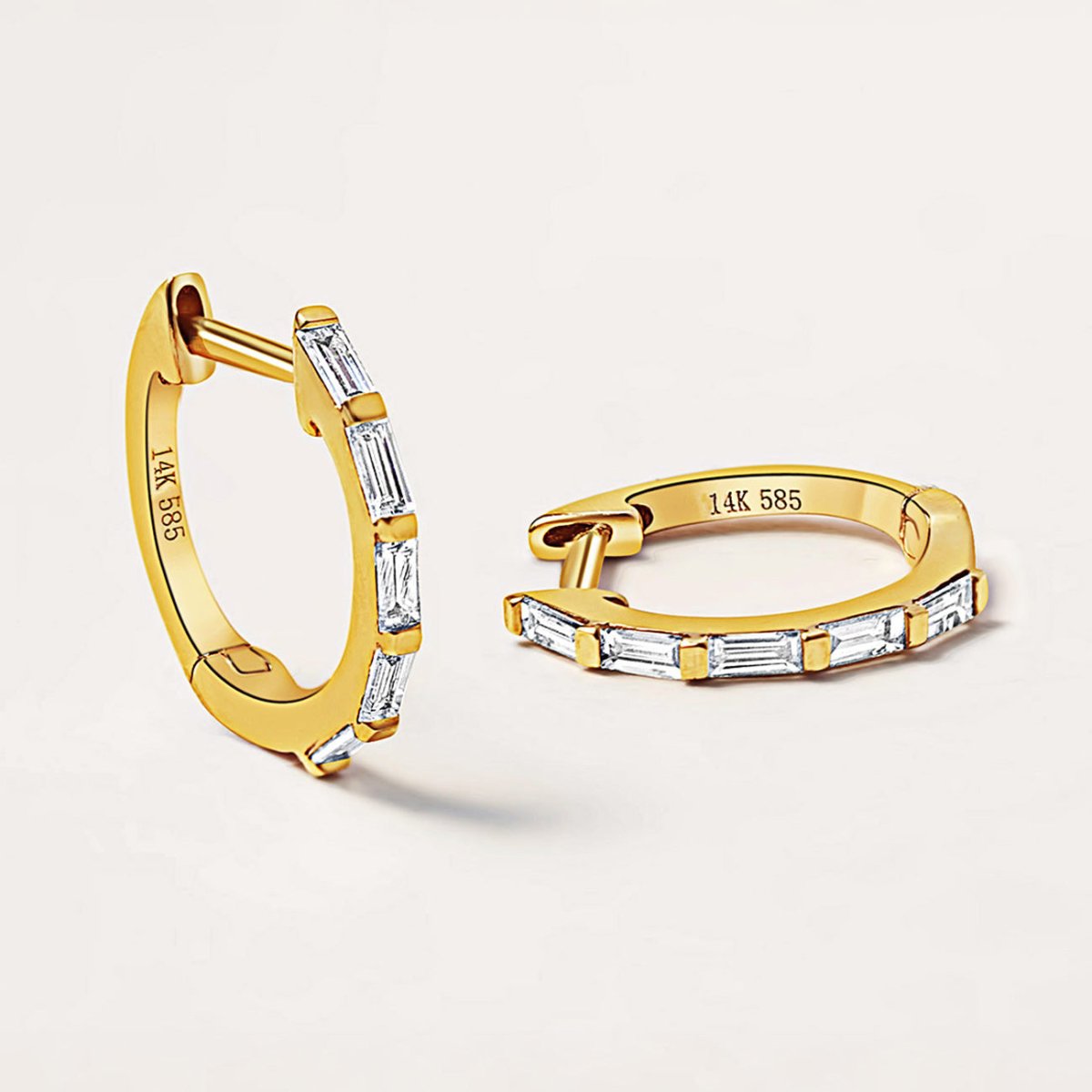 Thin Baguette Diamond Huggies