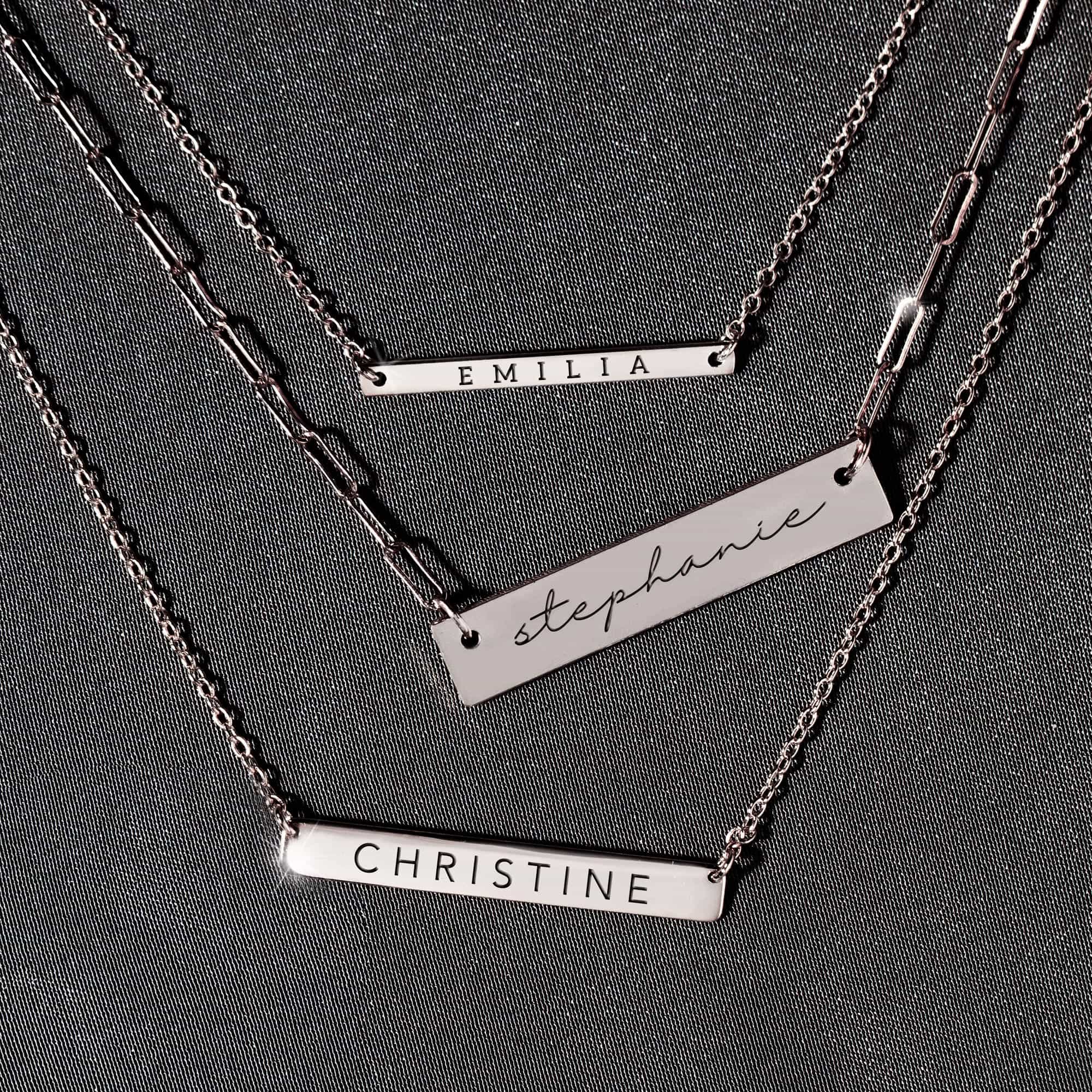 Engravable Bar Chain Link Necklace