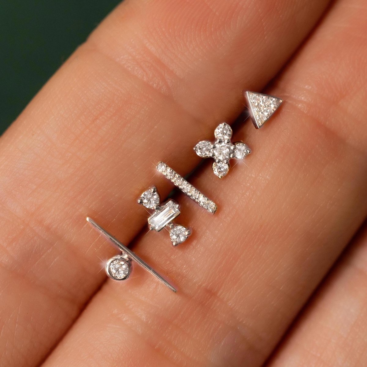 Single Tiny Diamond Triangle Stud