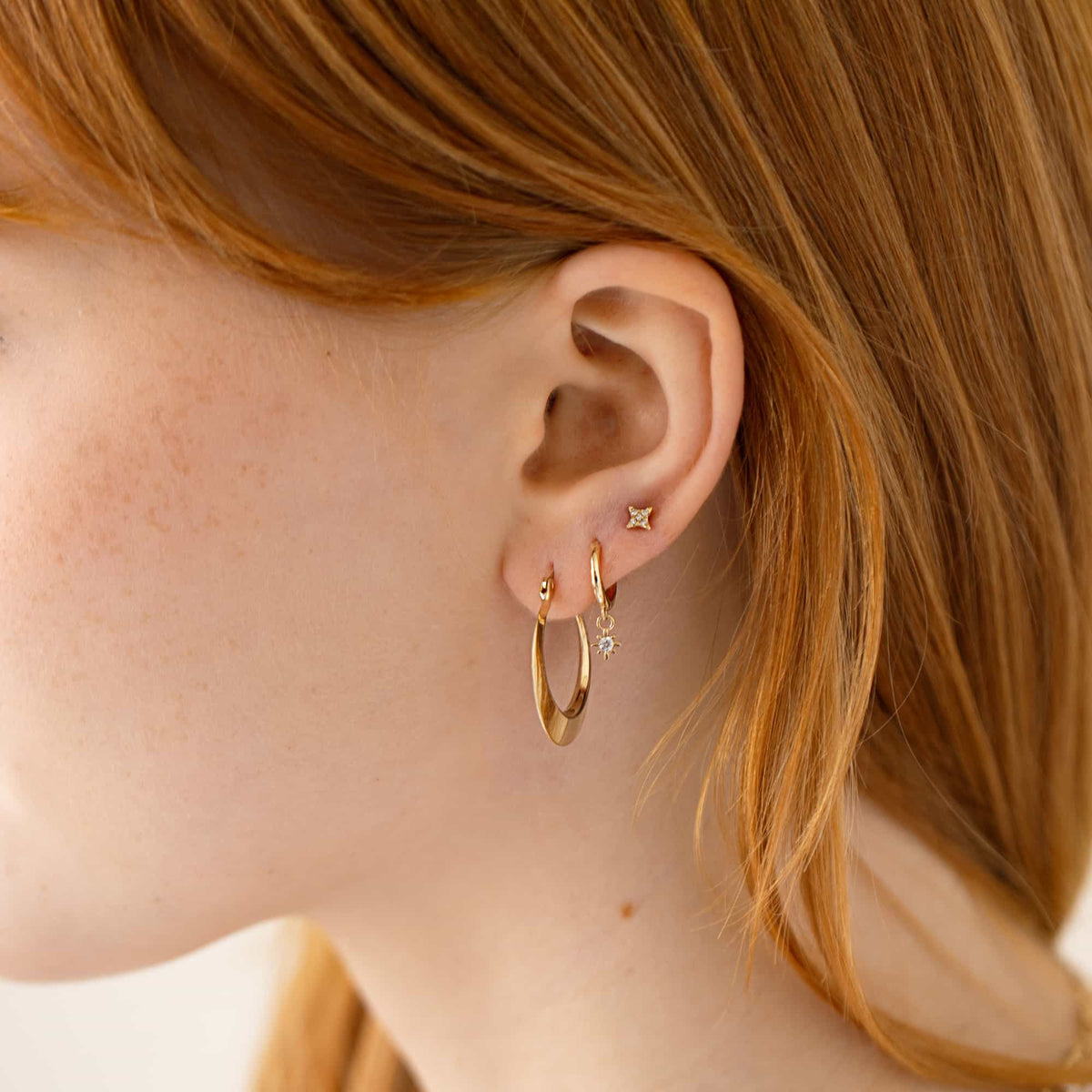 Diamond Four Point Star Flare Starburst Cartilage Helix Piercing