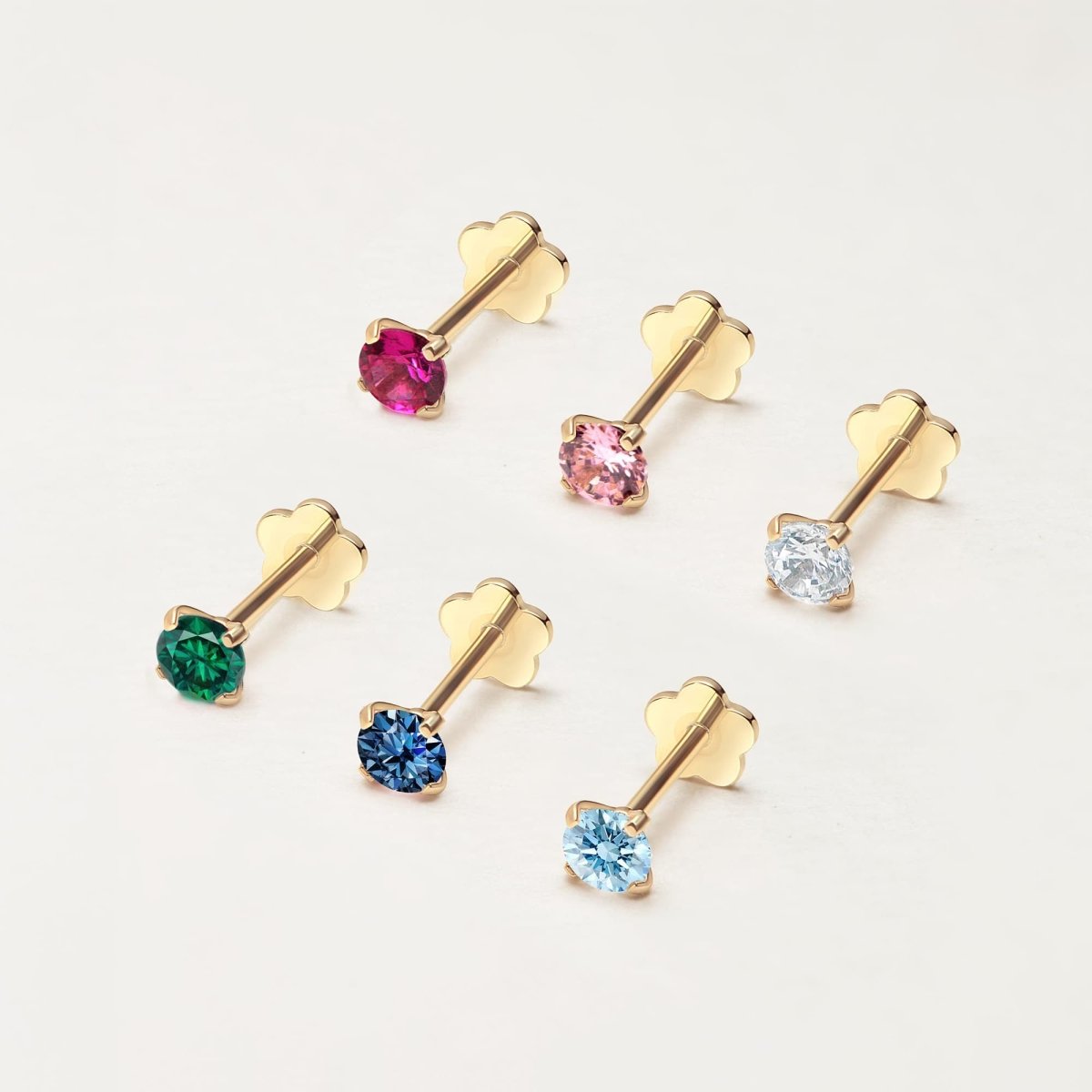 Tiny Gemstone Flat Back Stud White Zirconia
