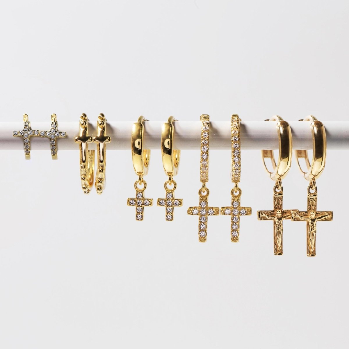 Cross Pavé Huggie Hoops