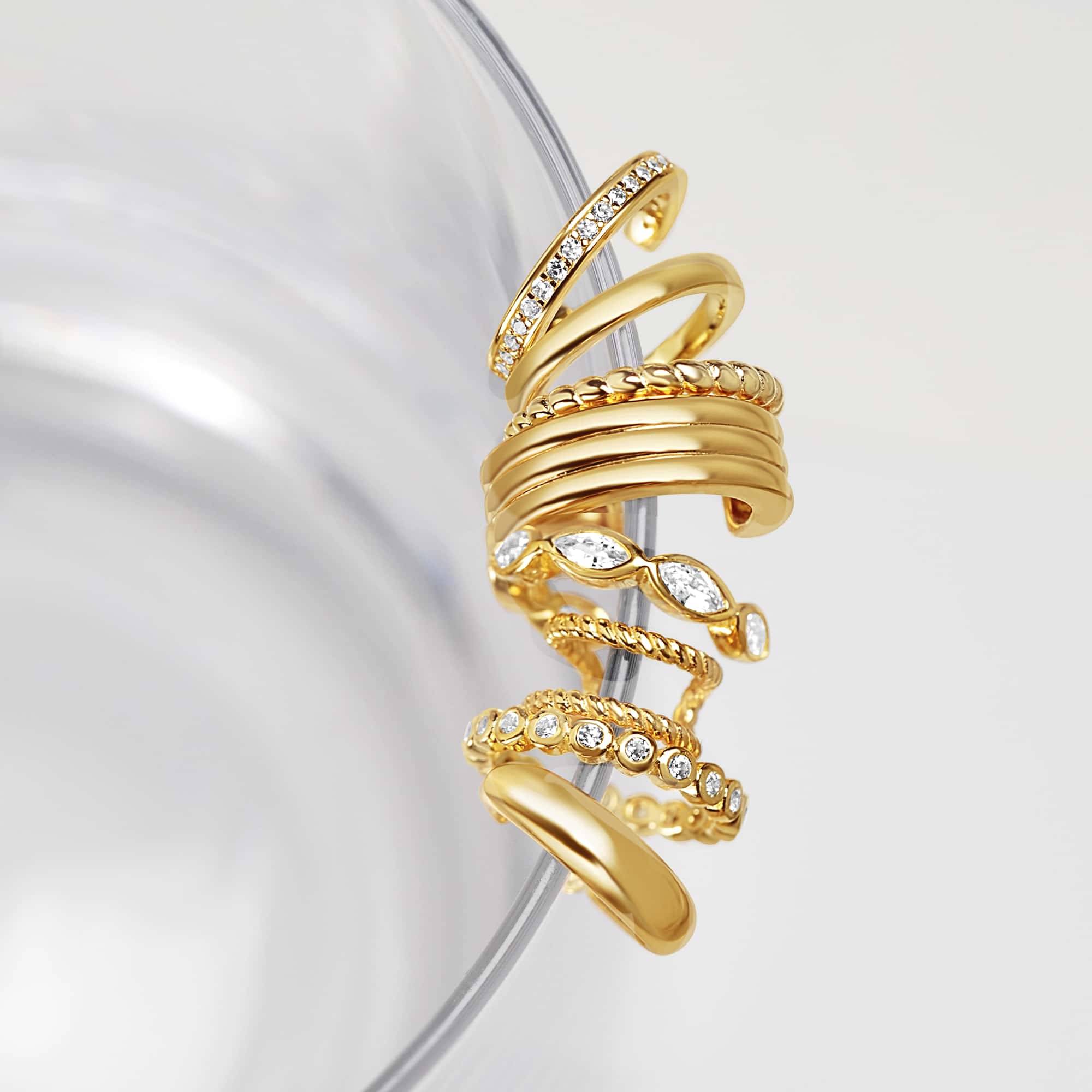 Eternity and Pavé Ear Cuff Set