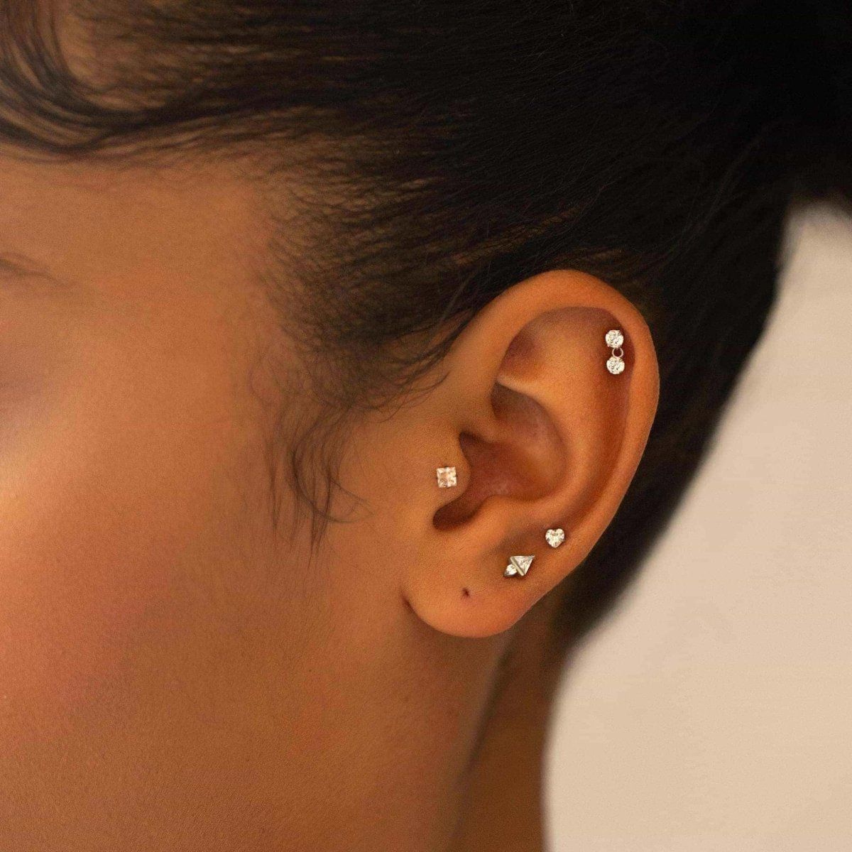 Tiny Heart Crystal Flat Back Studs