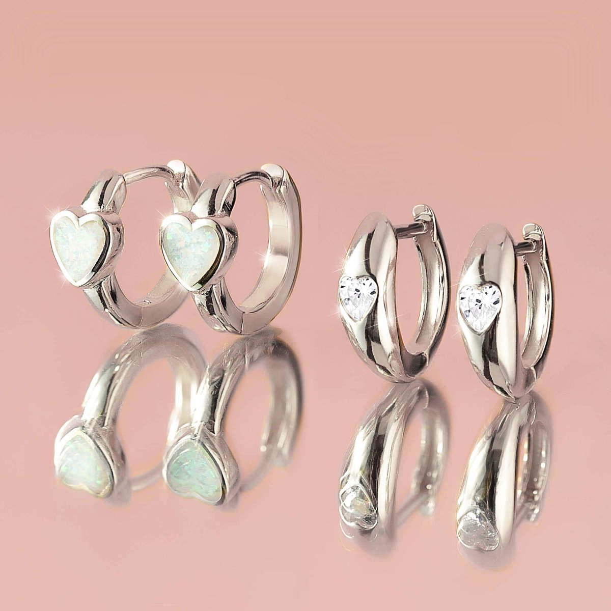 Gemstone Heart Inlay Huggies