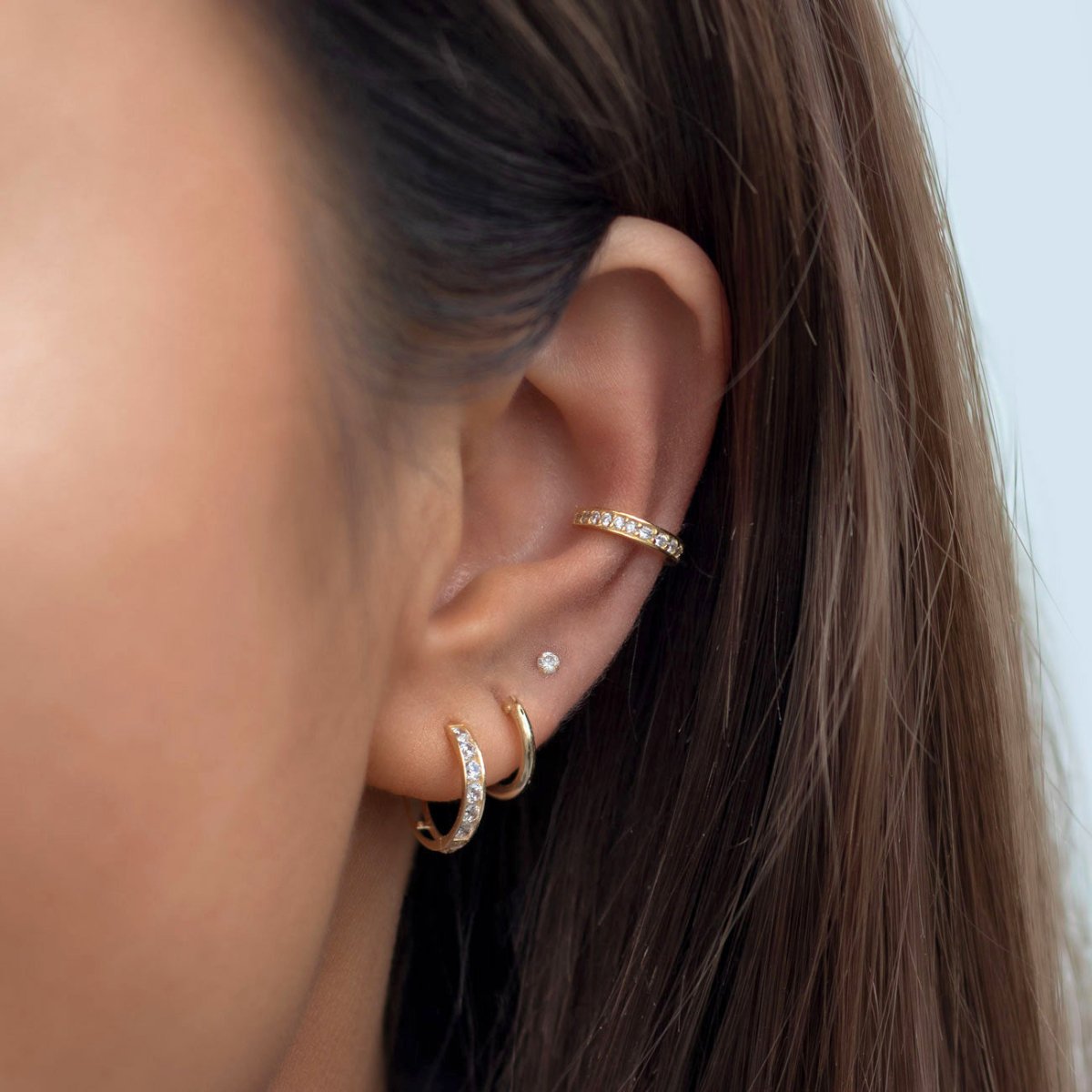 Pavé Ear Pin store Earring • 18K Yellow Gold Vermeil • Edgy Pin Hook • Ear Cuff • Modern Ear Climber • Minimalist • Gift For Her