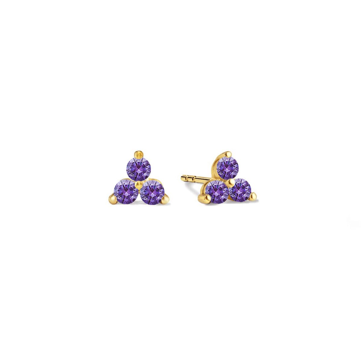 Gemstone Clover Studs Amethyst