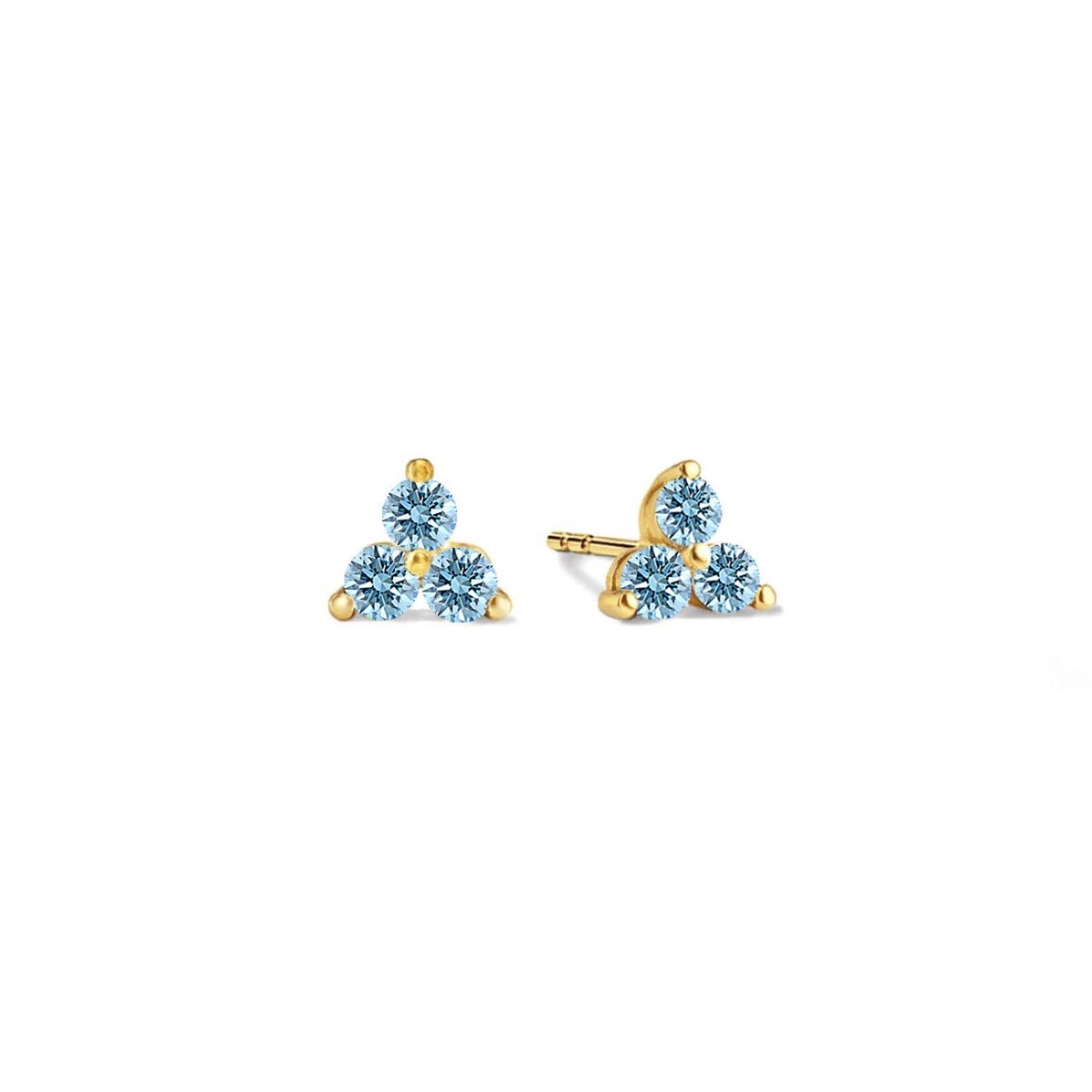 Gemstone Clover Studs Aquamarine