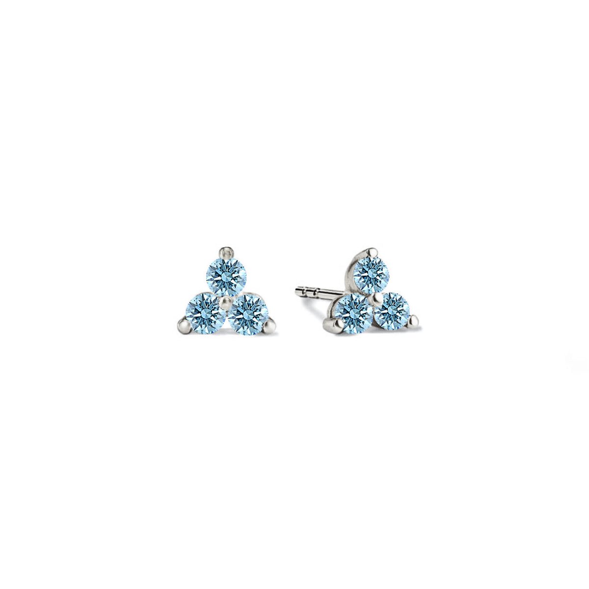 Gemstone Clover Studs Aquamarine