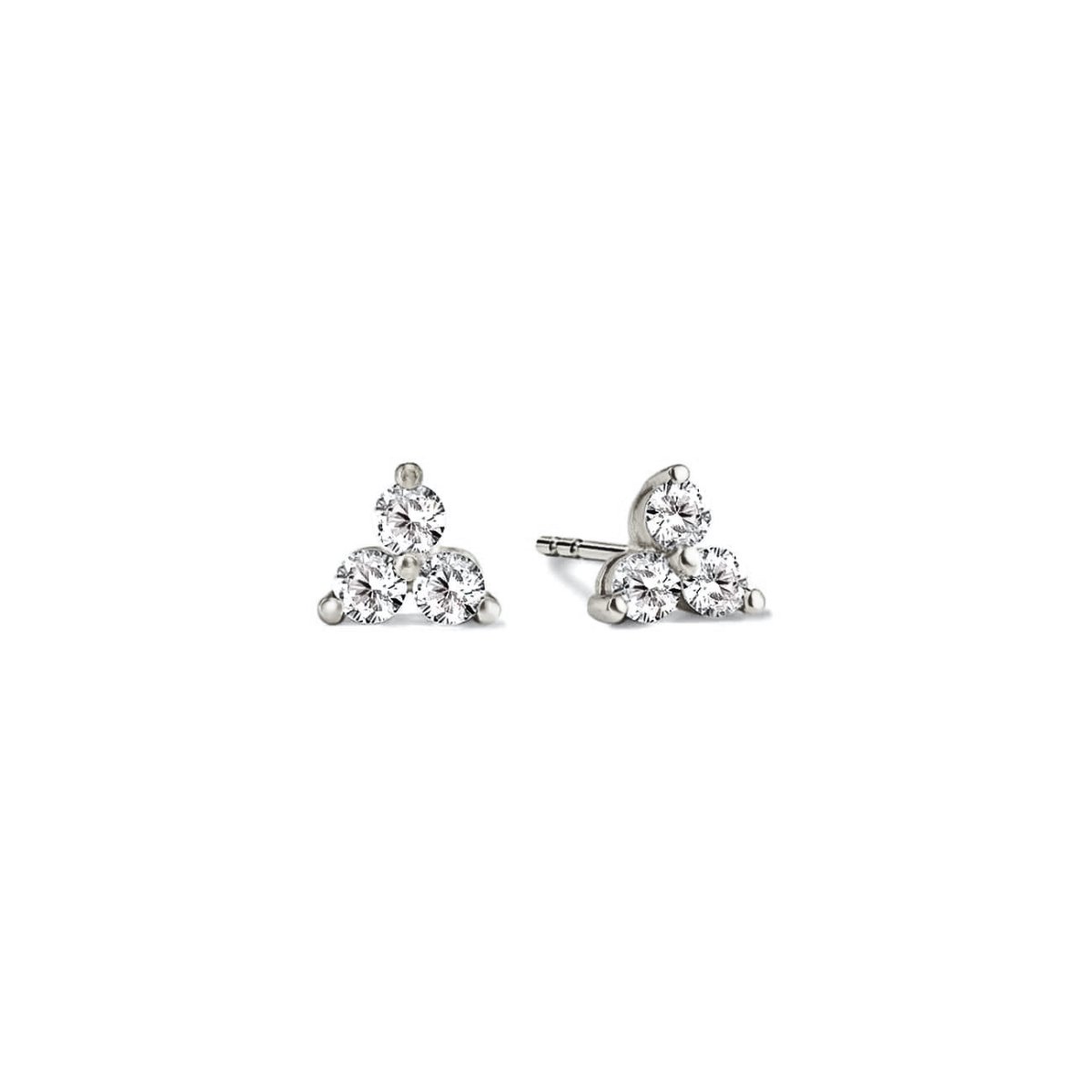 Tiny Clover Pavé Studs White Zirconia