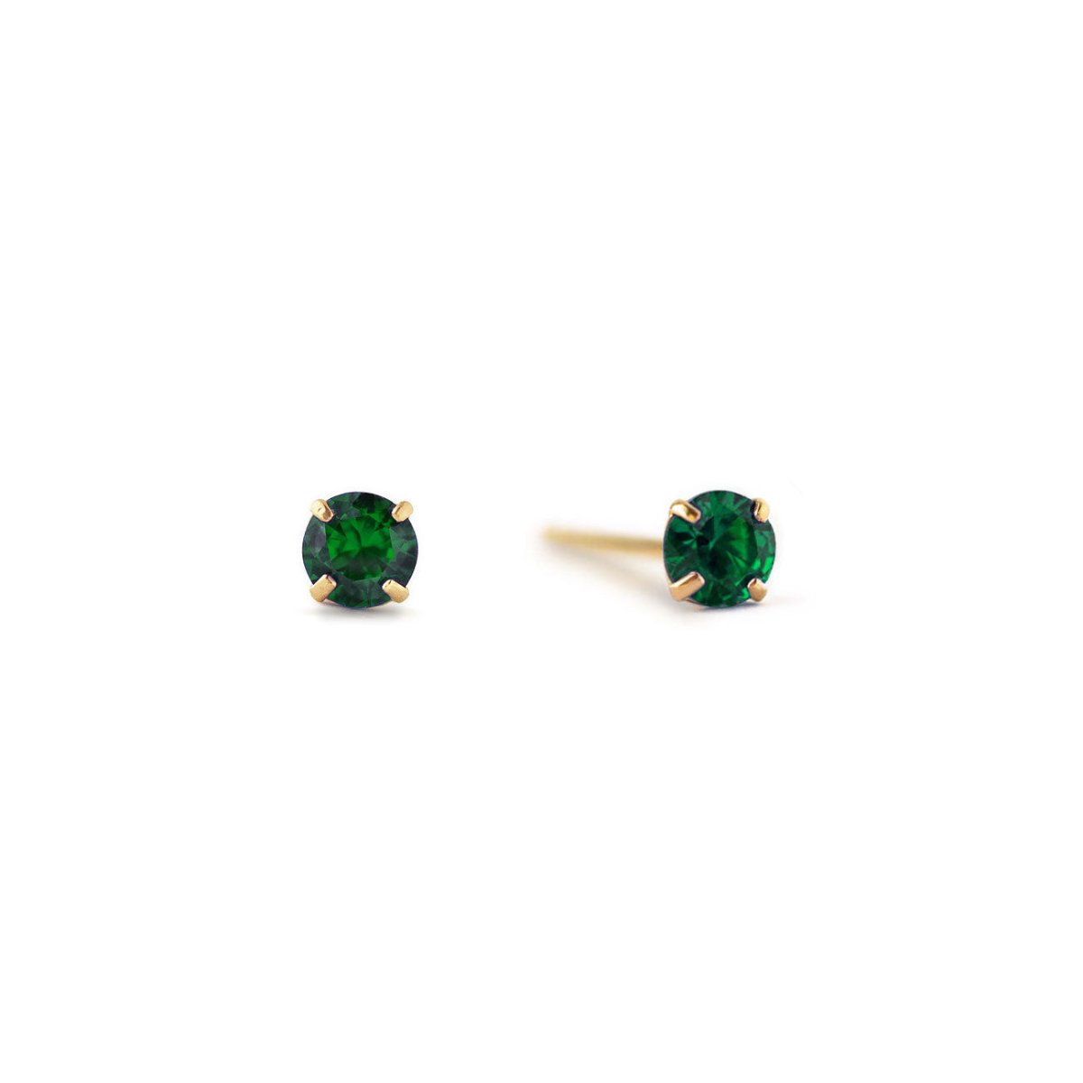 Green hotsell emerald gold stud earrings