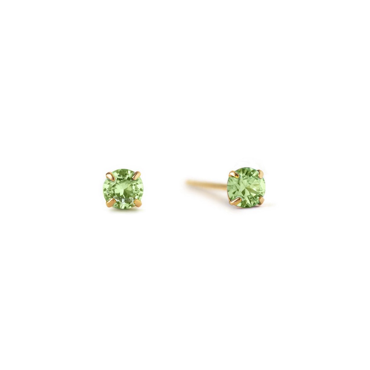 14K Gold 3mm newest Peridot Stud Earrings