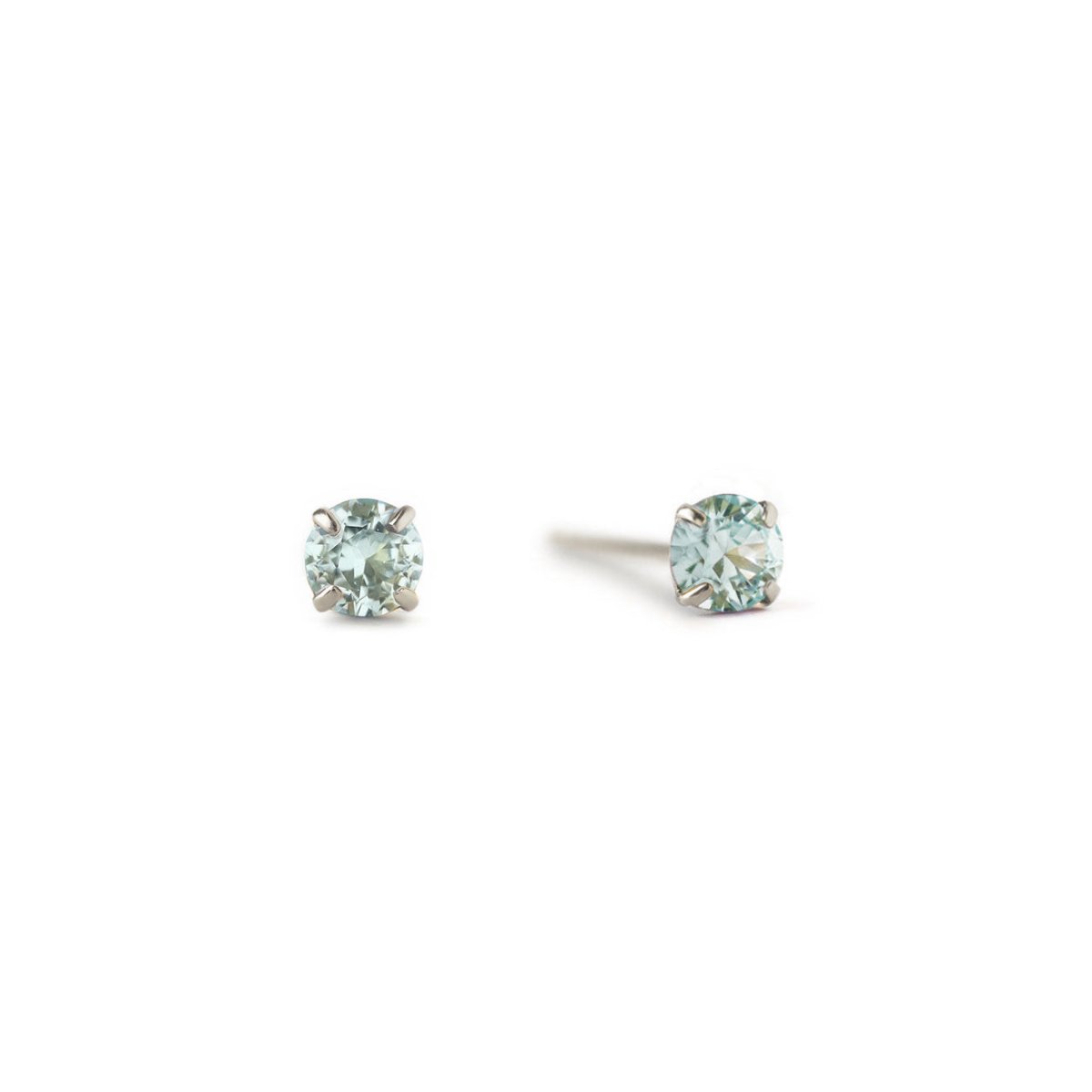 14K newest Aquamarine Stud Earrings, 14K Yellow Gold Blue Aquamarine Gemstone Earrings 3mm Round, March Birthstone, Second Piercing, Gift for Her