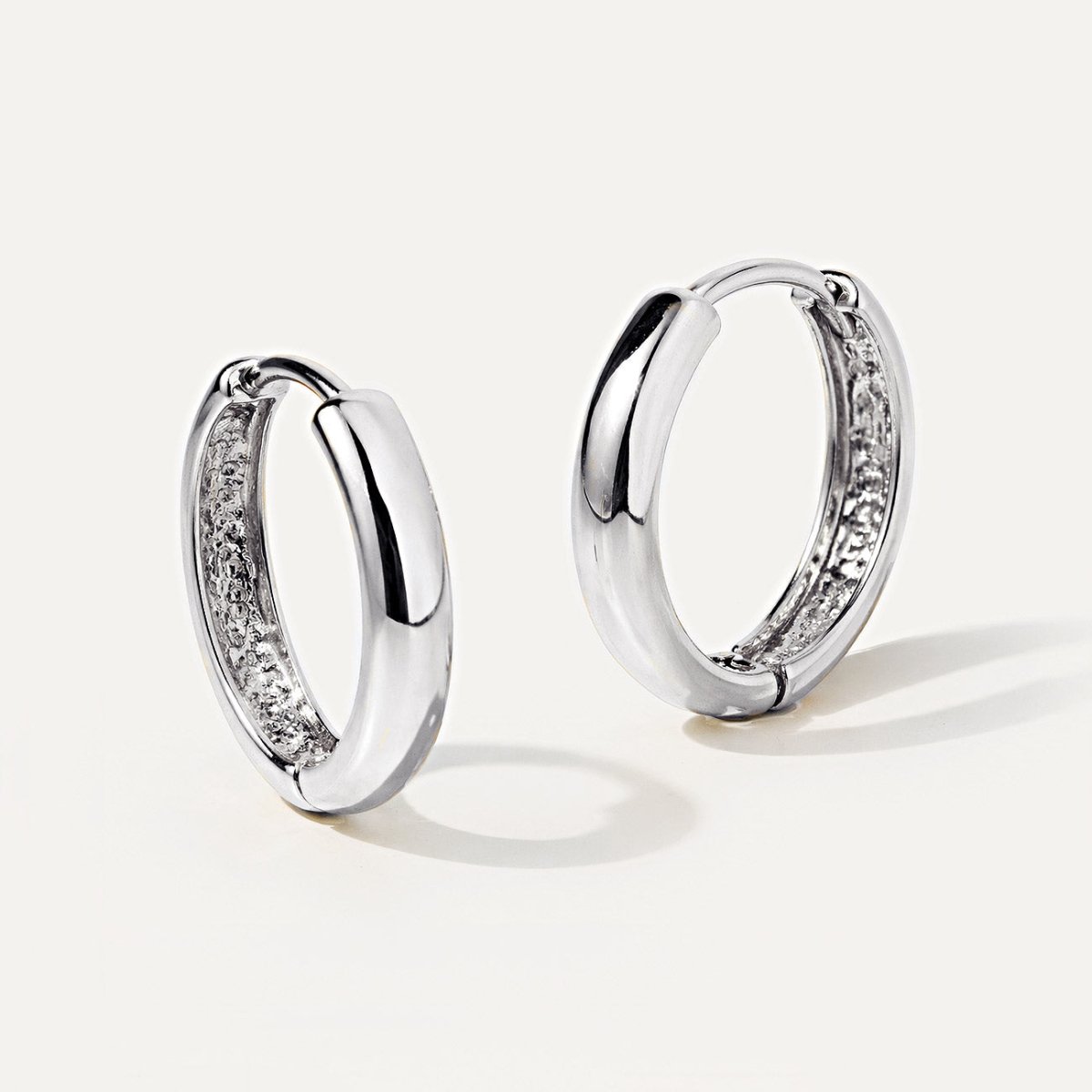 Pair of 14k White Golds hoop earrings with 12mm inner diameter from AMYO
