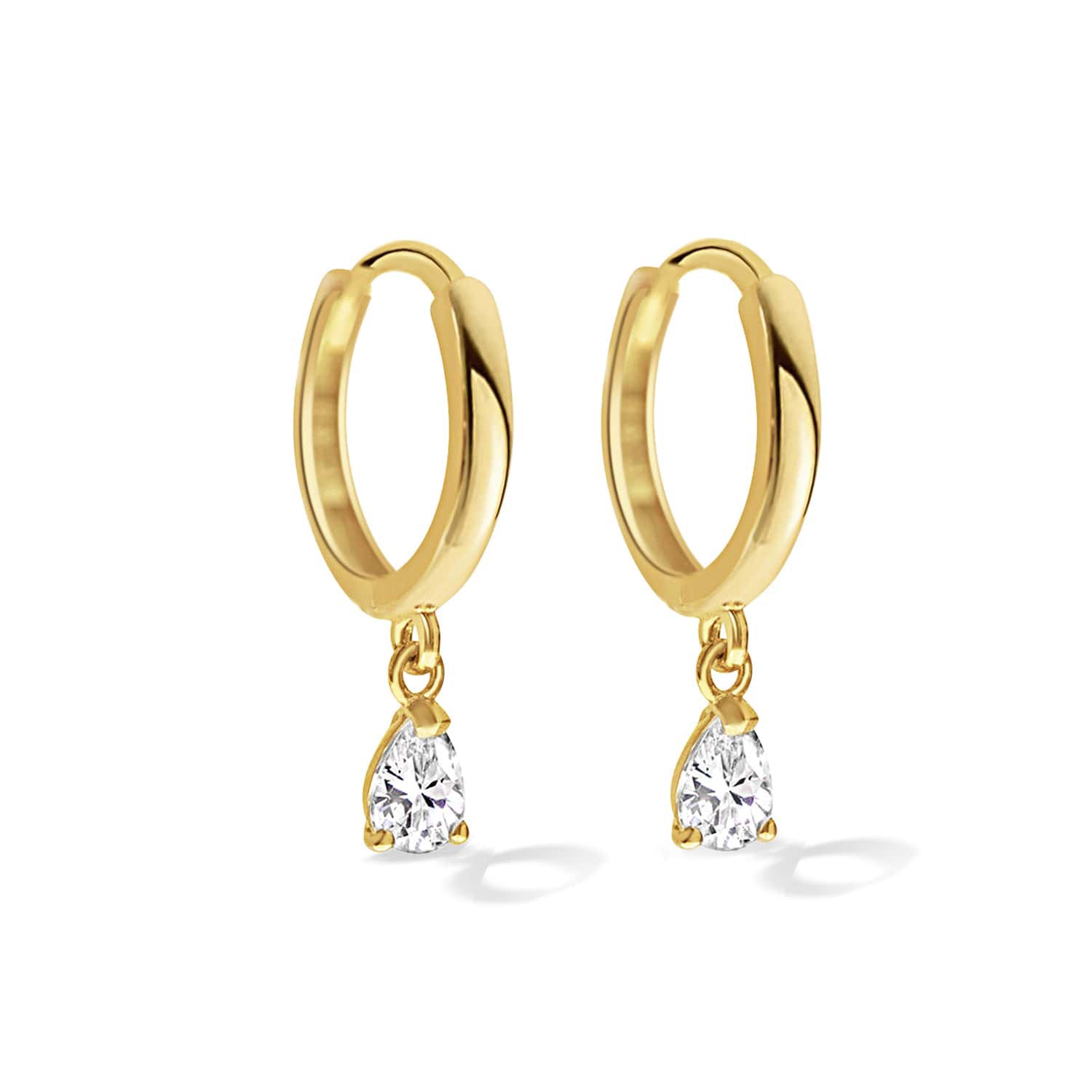 Pear Drop Huggie Earrings Moissanite