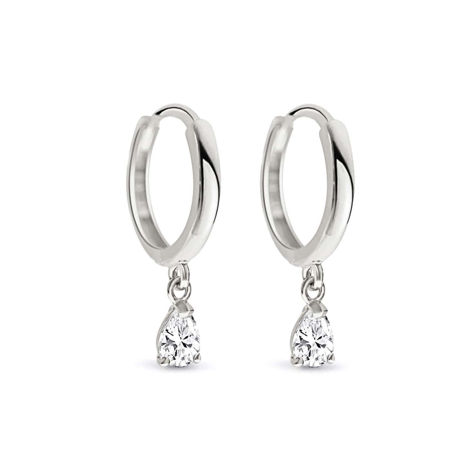 Pear Drop Huggie Earrings Moissanite