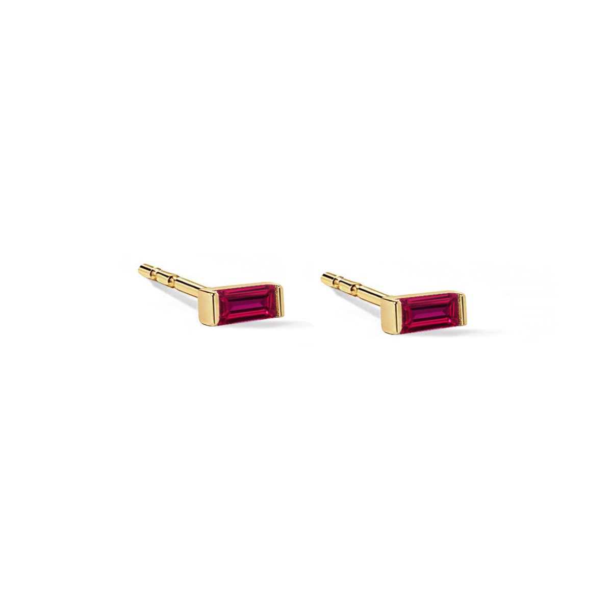 Gemstone Tiny Baguette Studs Ruby