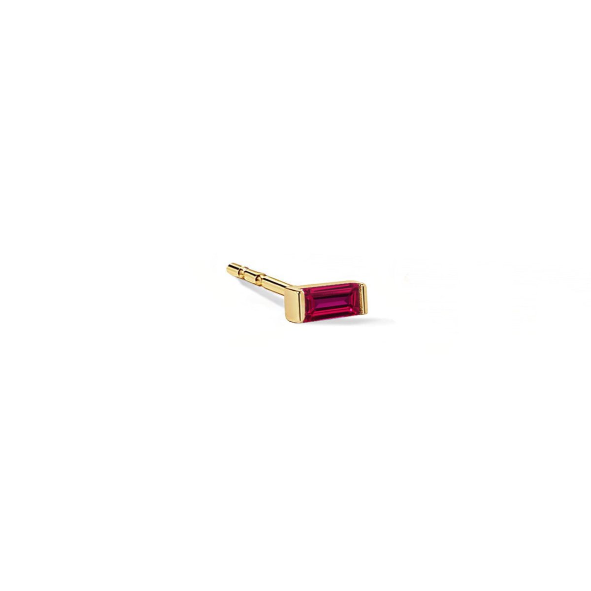 Tiny Baguette Single Stud Ruby