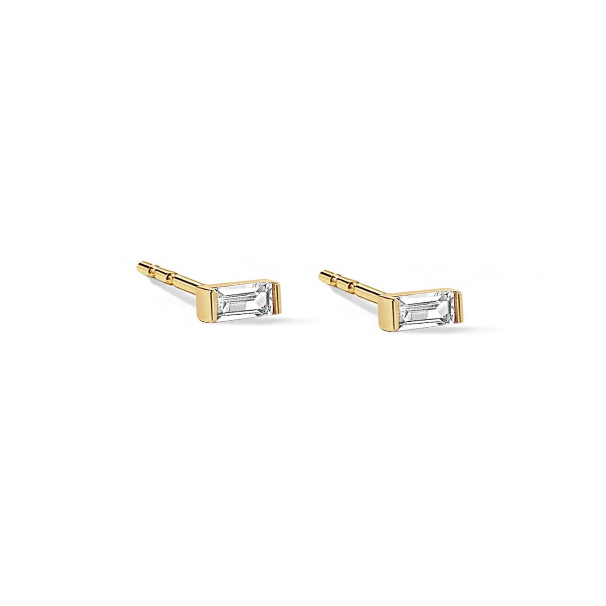 Tiny Baguette Studs White Zirconia