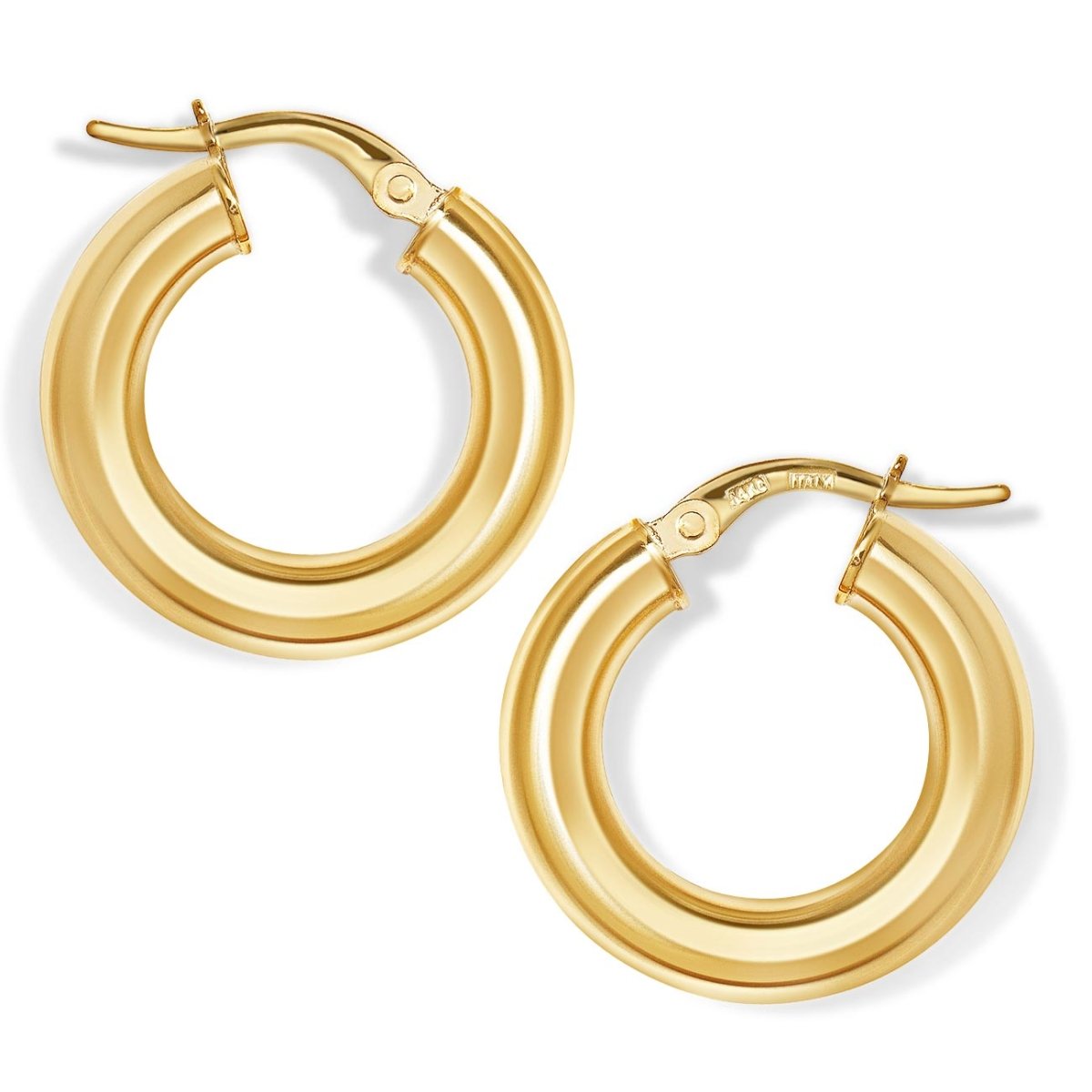 14K Gold Hoop Earrings, Chunky Gold Hoops, Thick Hoops-Latch Back