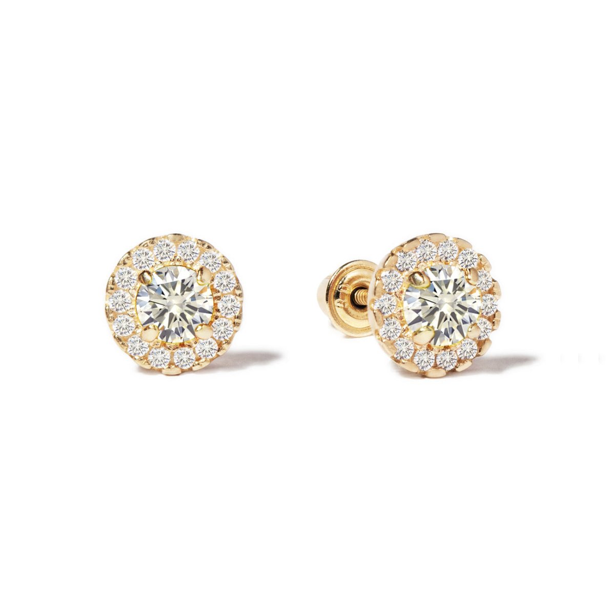 Solitaire Halo Studs White Zirconia
