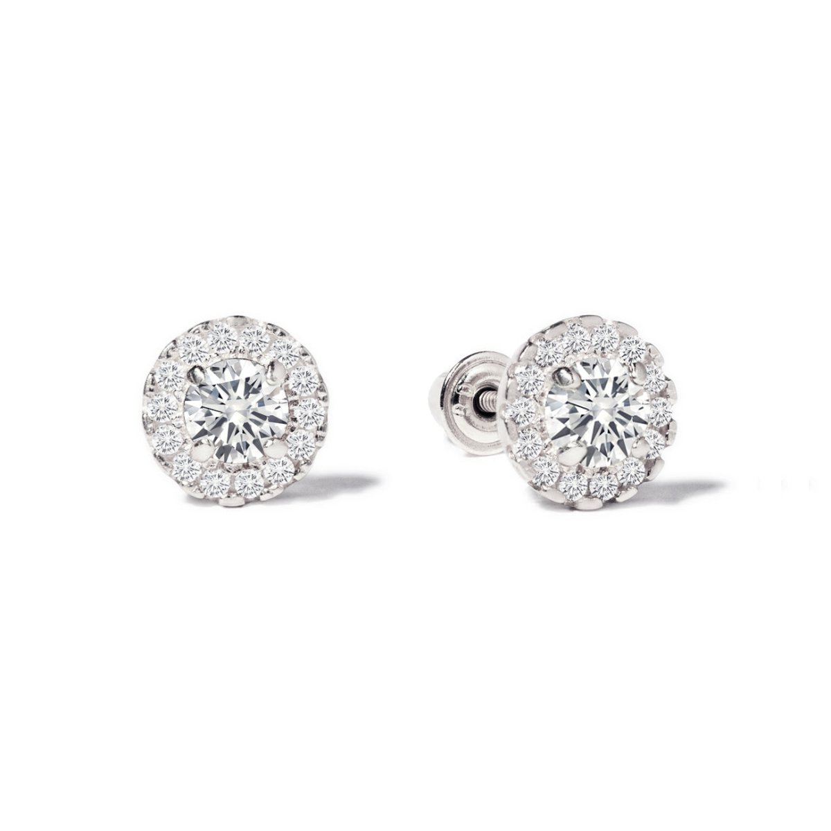 Solitaire Halo Studs White Zirconia