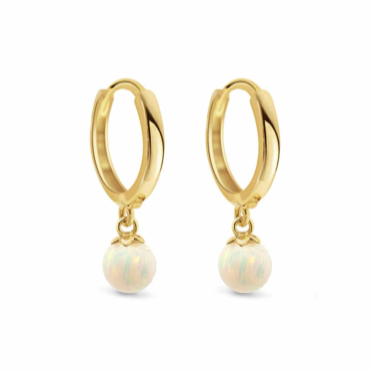 Tiny Opal Huggies White Opal