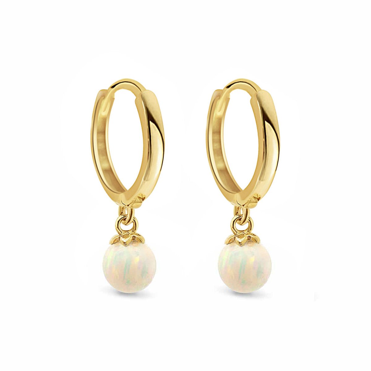 Tiny Opal Huggies White Opal