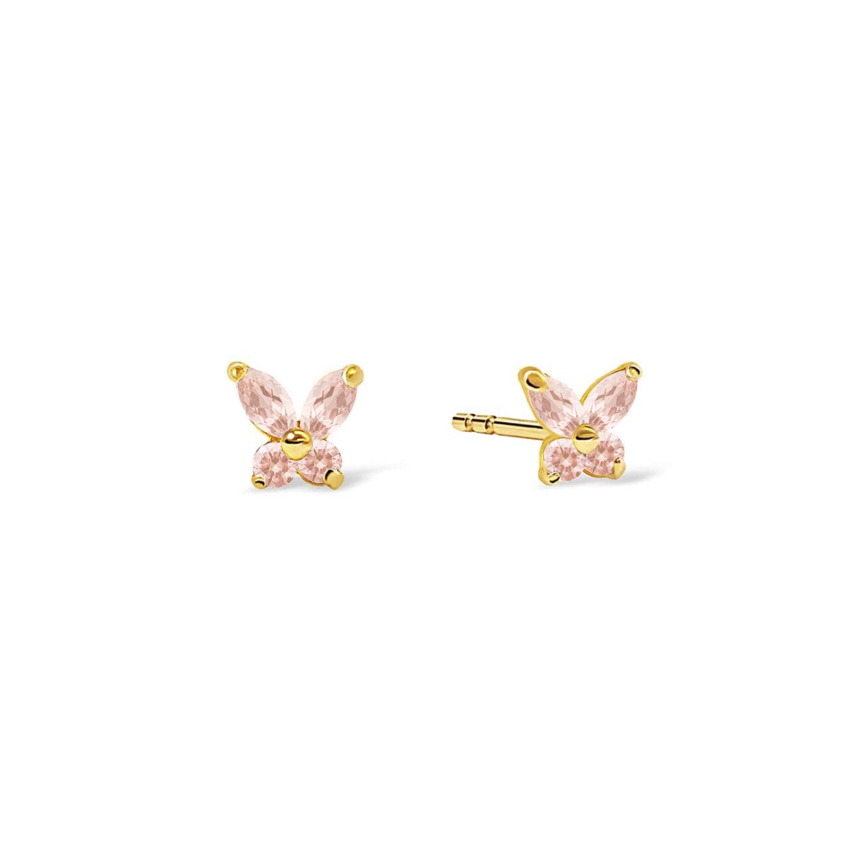 Tiny Gemstone Butterfly Studs Pink Sapphire