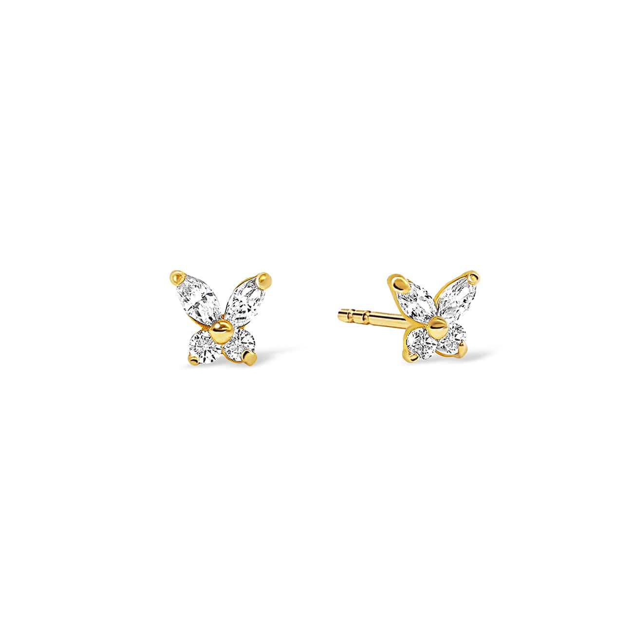 Tiny Crystal Butterfly Studs White Zirconia