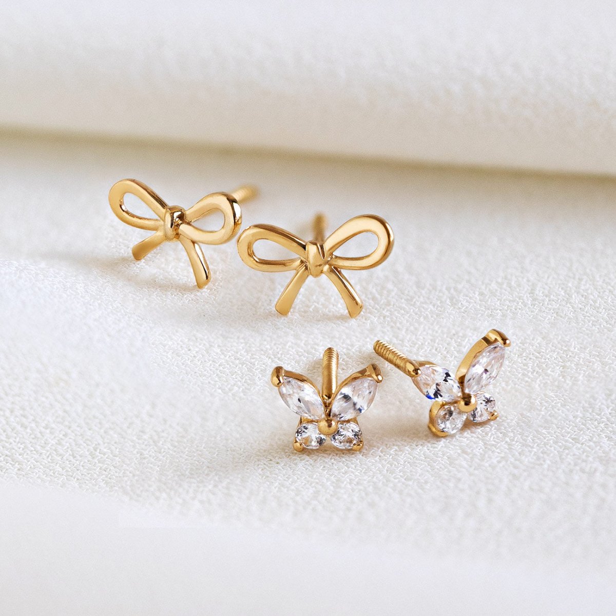 Tiny Crystal Butterfly Studs