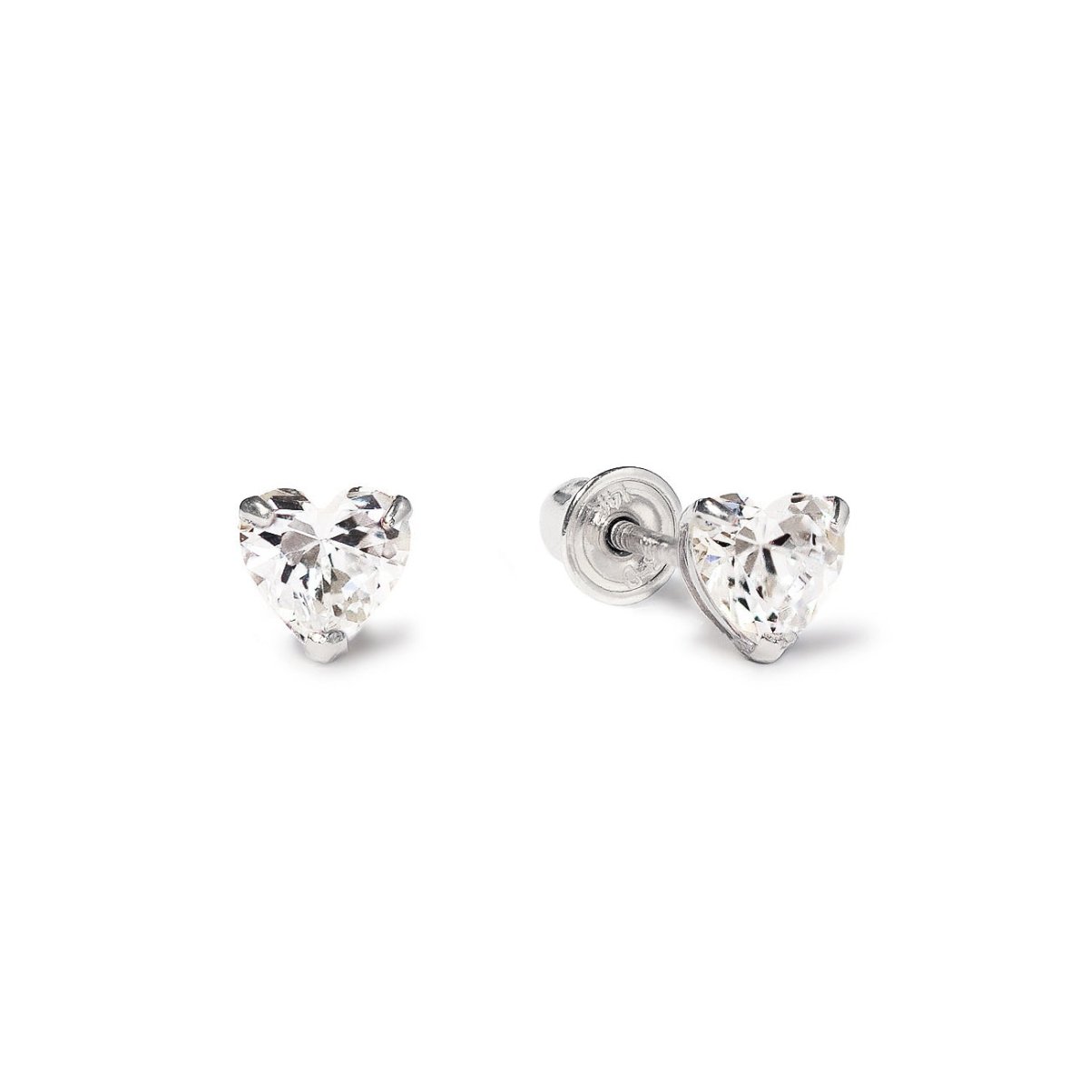 Heart Crystal Studs White Zirconia