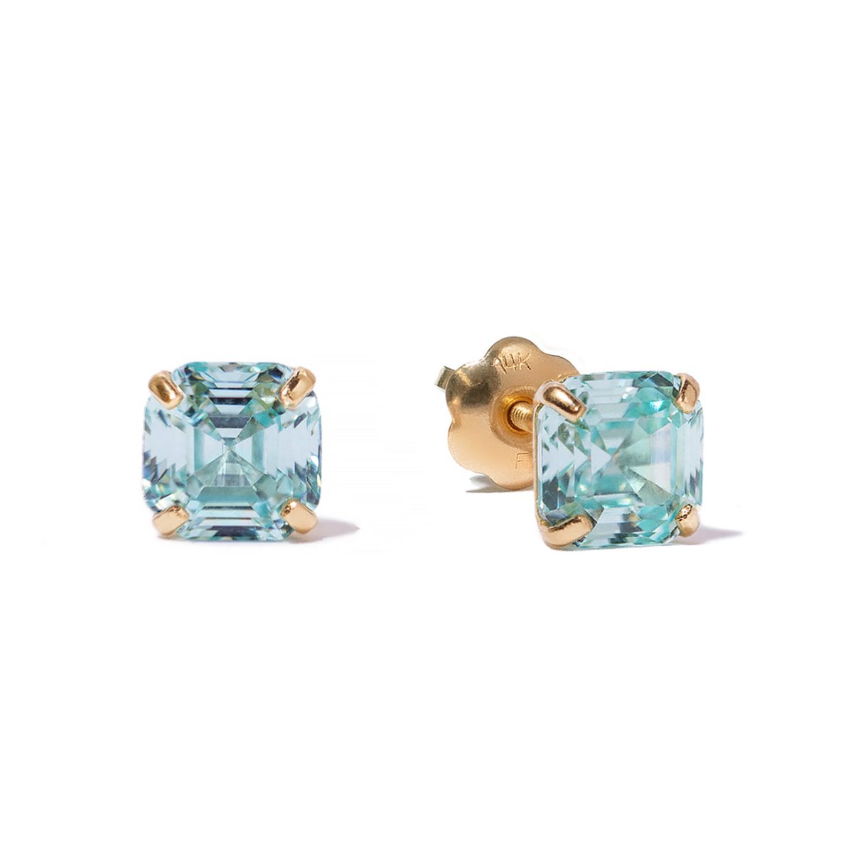Asscher Cut Gemstone Studs Turquoise