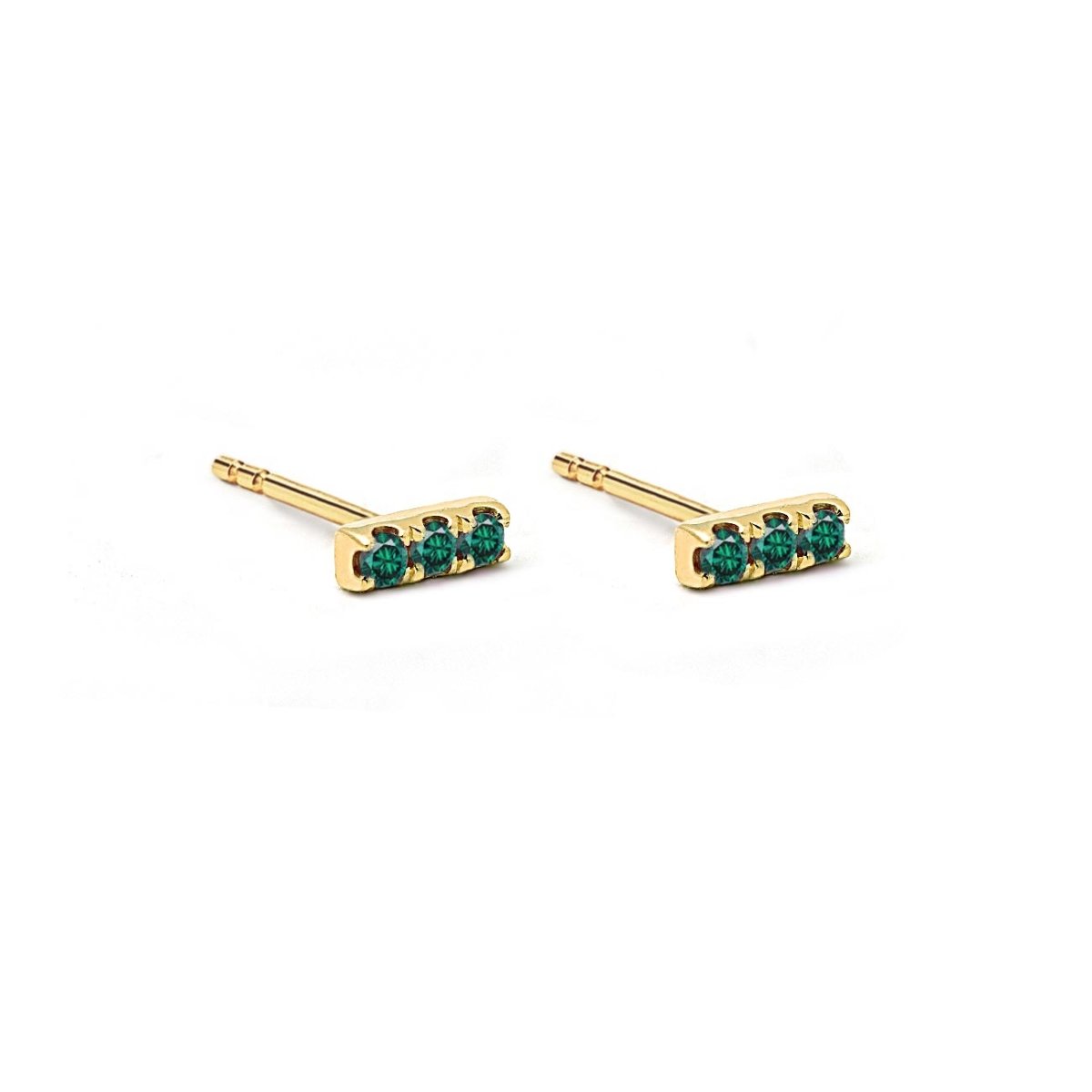 Tiny Gemstone Bar Studs Emerald