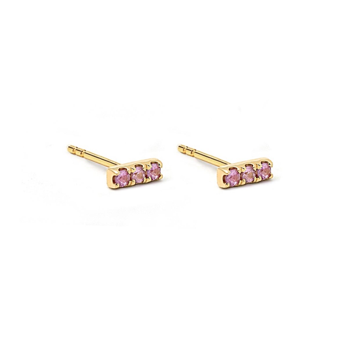 Tiny Gemstone Bar Studs Pink Sapphire