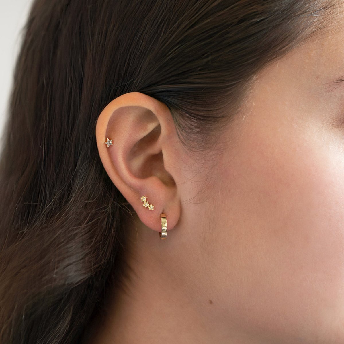 Dainty Tri-Star Curved Studs