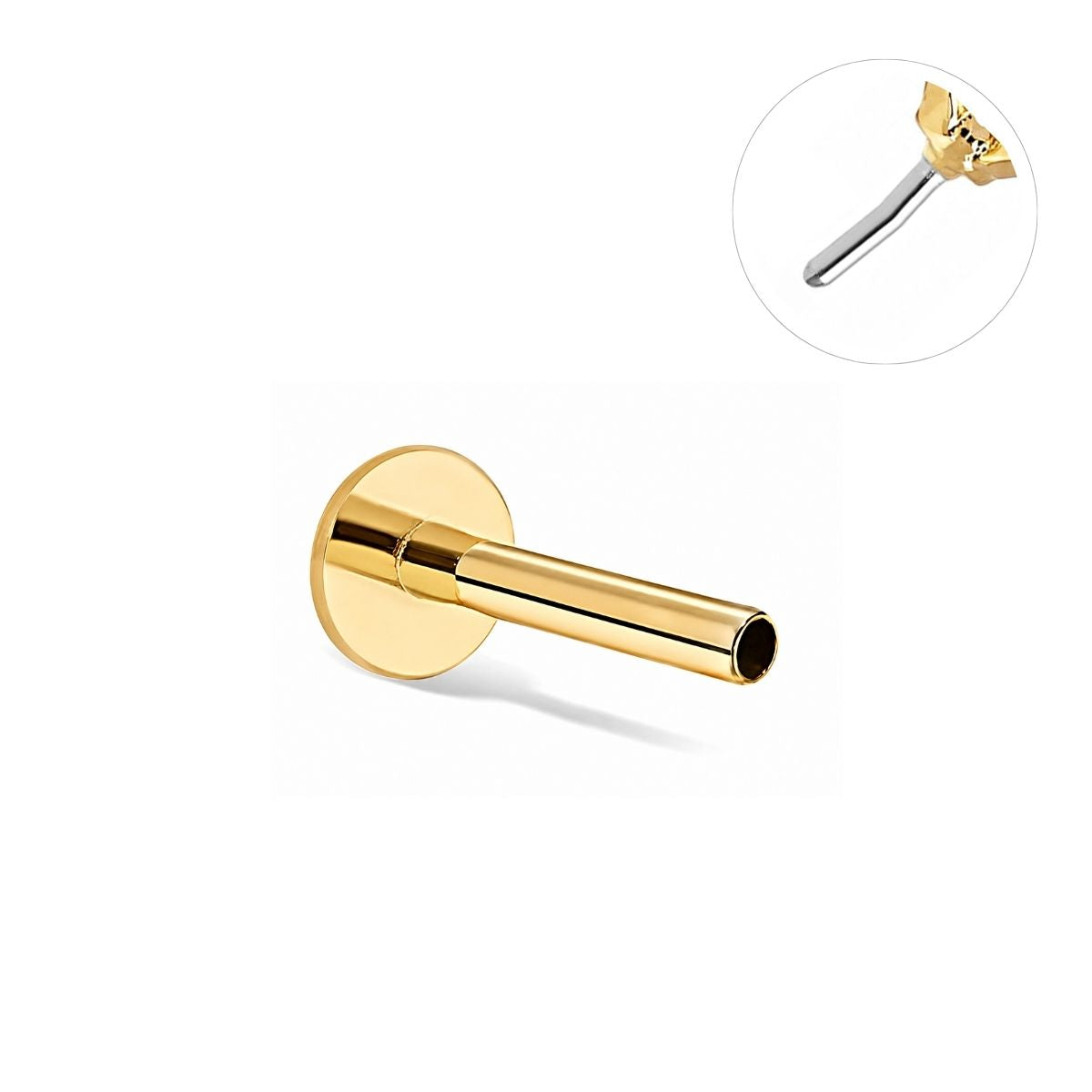 flat back earring replacement, for threadless push pin closure in gold titanium