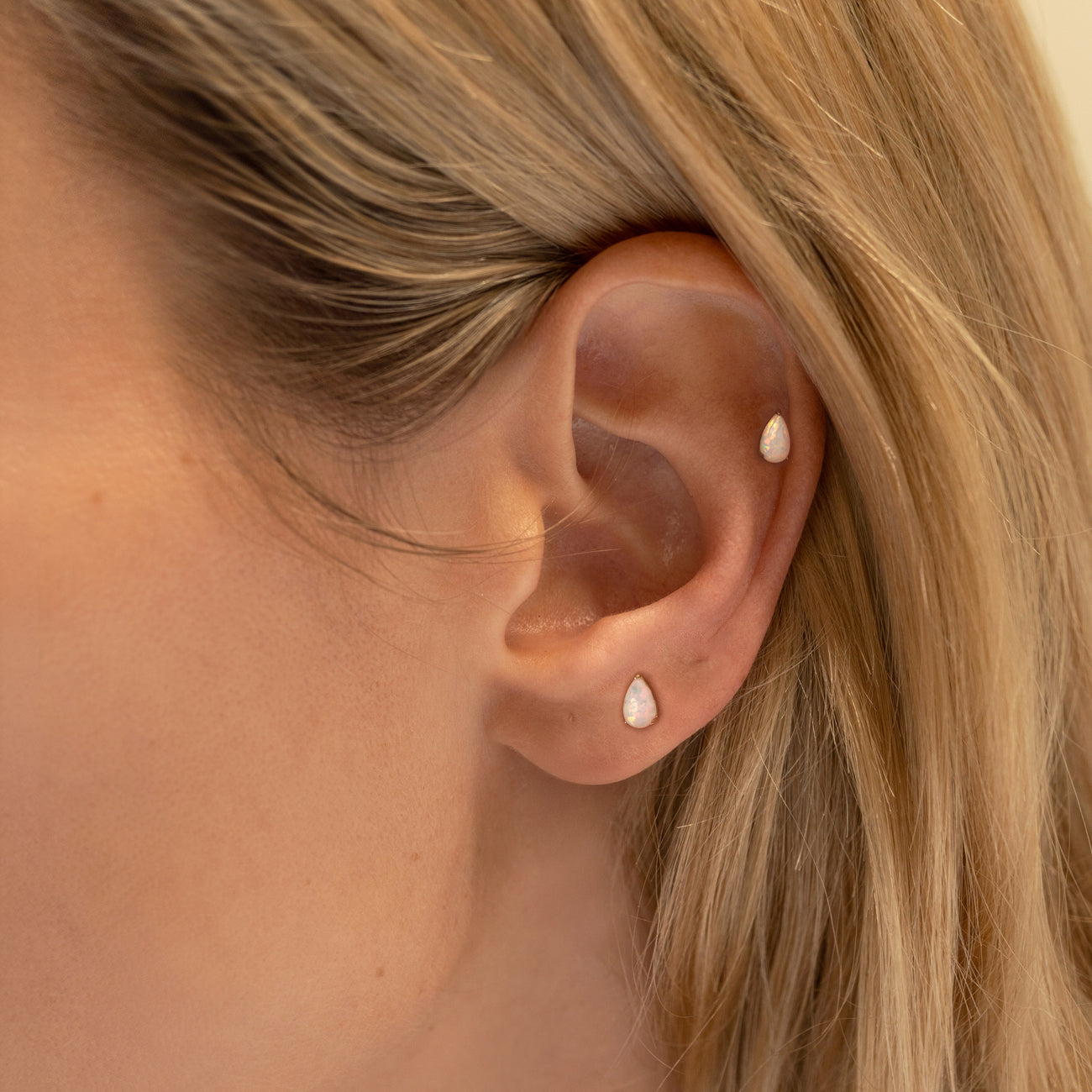 Pear-Shaped Opal Flat Back Stud