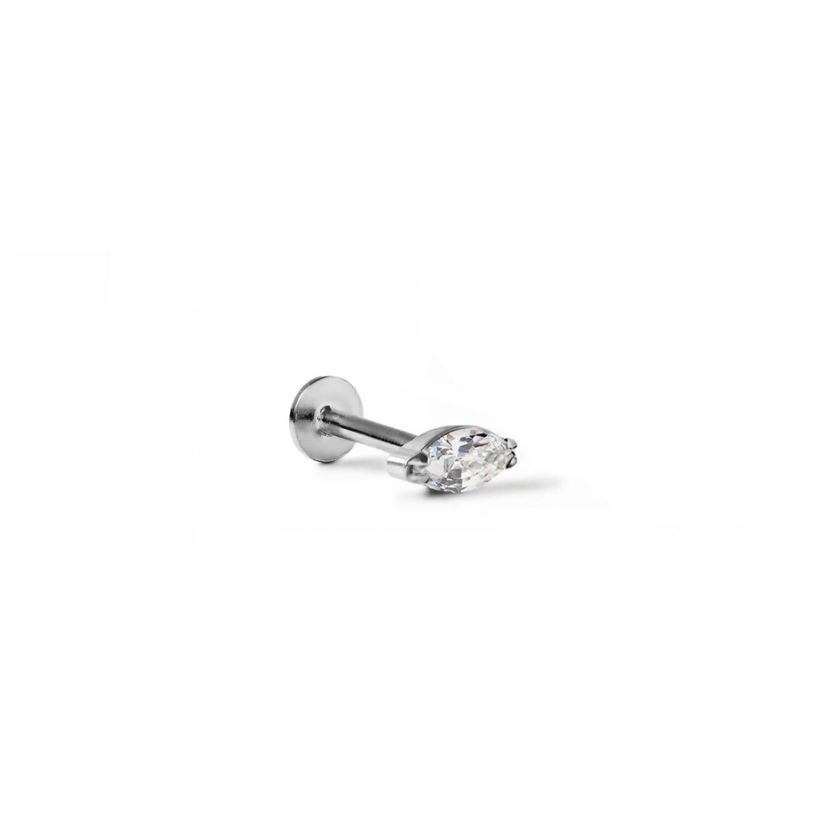 Product image of Tiny Marquise Gemstone Stud in Titanium| #Gemstone_White Zirconia