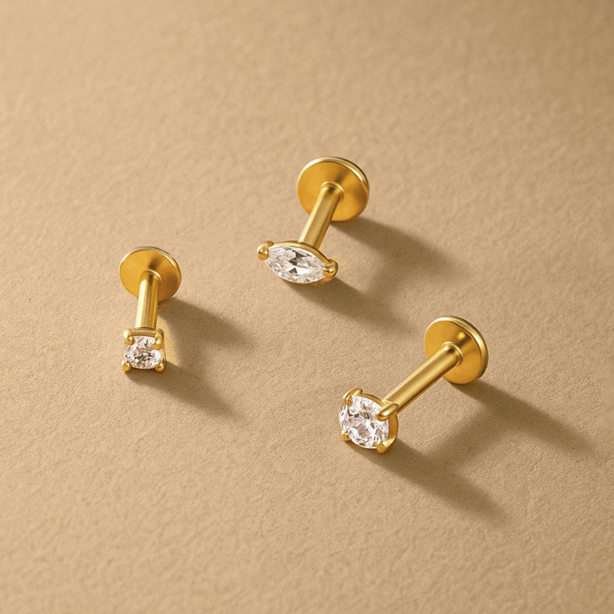 Tiny Marquise Gemstone Stud White Zirconia