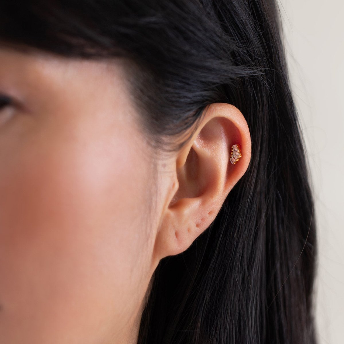 Stacked Tapered Baguette Flat Back Stud