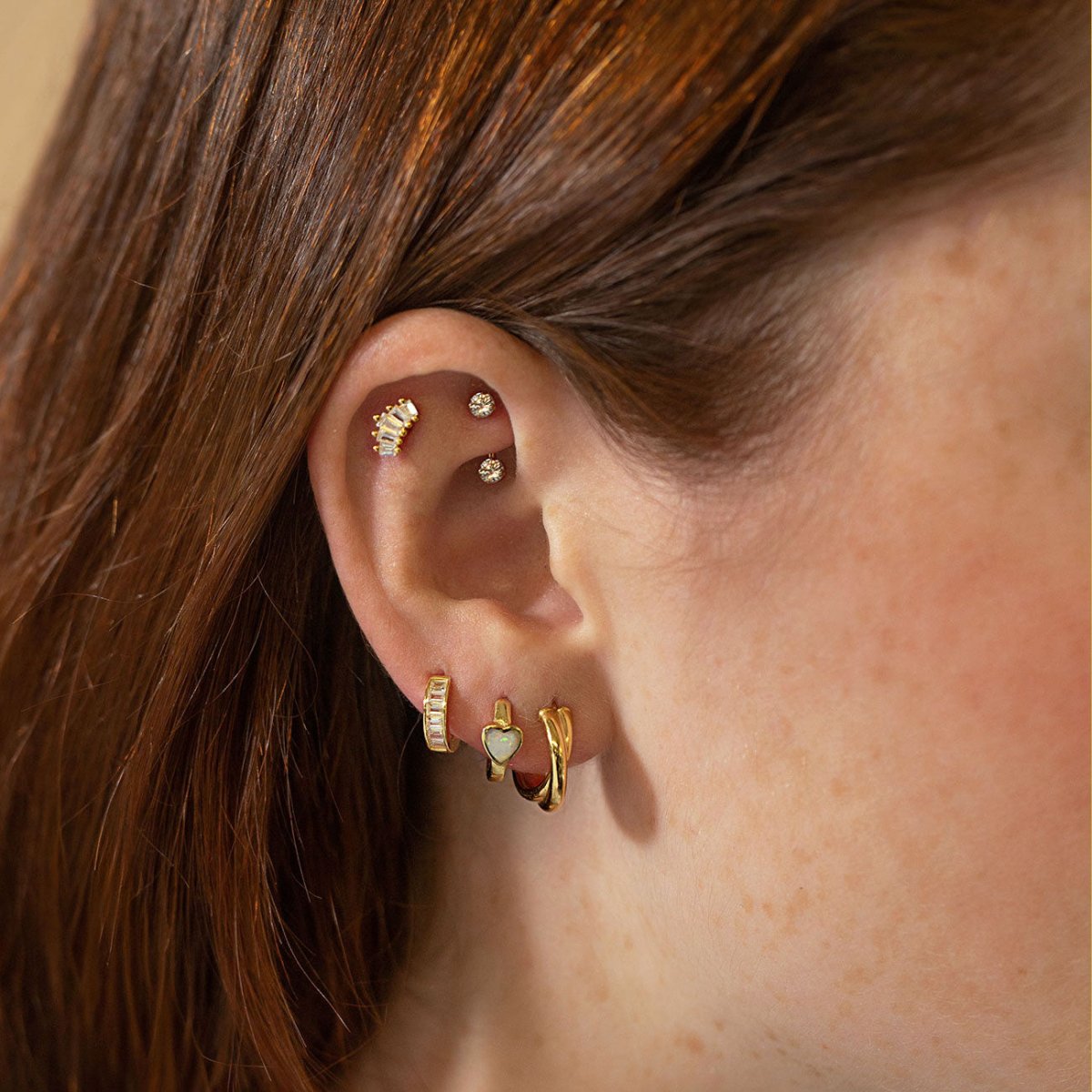 Stacked Tapered Baguette Flat Back Stud