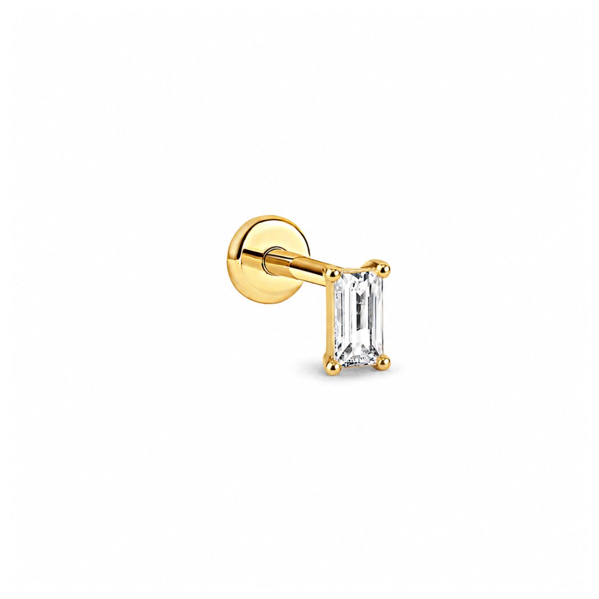 Gold titanium crystal baguette flat back stud earrings